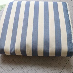 Blue and cream stripe cotton twill bottomweight fabric, 3 yards